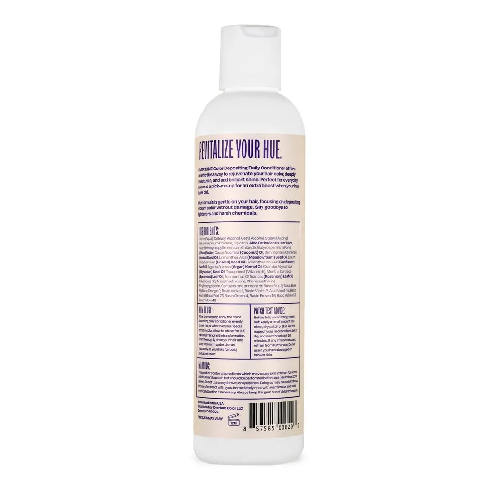 Overtone Daily Color Depositing Conditioner: 8oz Temporary Coloring Conditioner with Shea Butter & Coconut Oil, Refresh Color & Prevent Fading, Vegan & Cruelty-Free, Extreme Purple is Vivid Violet