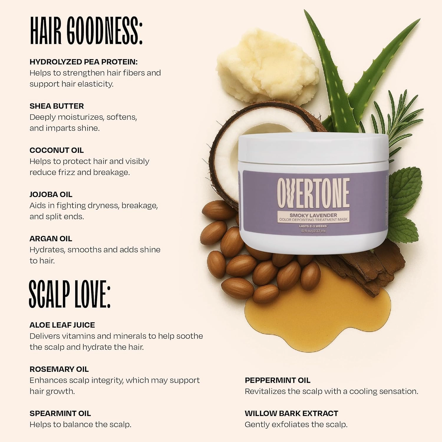 Overtone Color Depositing Semi-Permanent Hair Dye Conditioner - 8 oz For Natural & Color-Treated Hair, Moisturizing Shea Butter & Coconut Oil - Vegan & Cruelty-Free, Smoky Purple is now Smoky Lavender