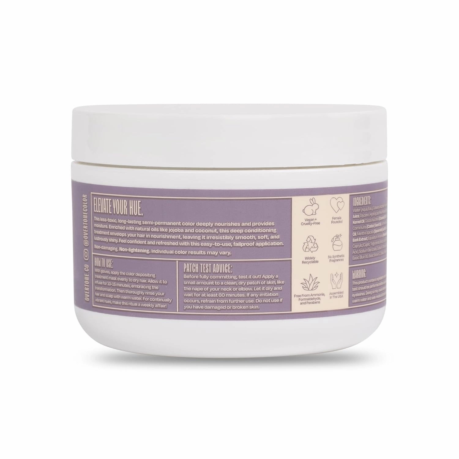 Overtone Color Depositing Semi-Permanent Hair Dye Conditioner - 8 oz For Natural & Color-Treated Hair, Moisturizing Shea Butter & Coconut Oil - Vegan & Cruelty-Free, Smoky Purple is now Smoky Lavender
