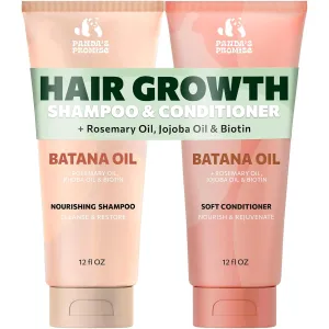 Panda's Promise Batana Oil Shampoo and Conditioner Set – Sulfate Free Batana Oil for Hair Growth – Thickening Conditioner and Shampoo for Thinning, Curly, Damaged Hair, and 3C-4C Locks (12 fl oz Each)