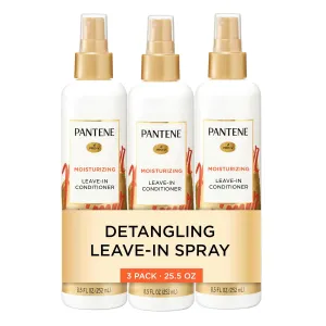 Pantene Conditioning Detangler Spray, Pro-V Repair & Protect, Nutrient Boost for Damaged Hair, Antioxidant Enriched, Leave-In Conditioner, Smooth & Shine, Sulfate-Free, 8.5 Fl Oz, 3 Pack