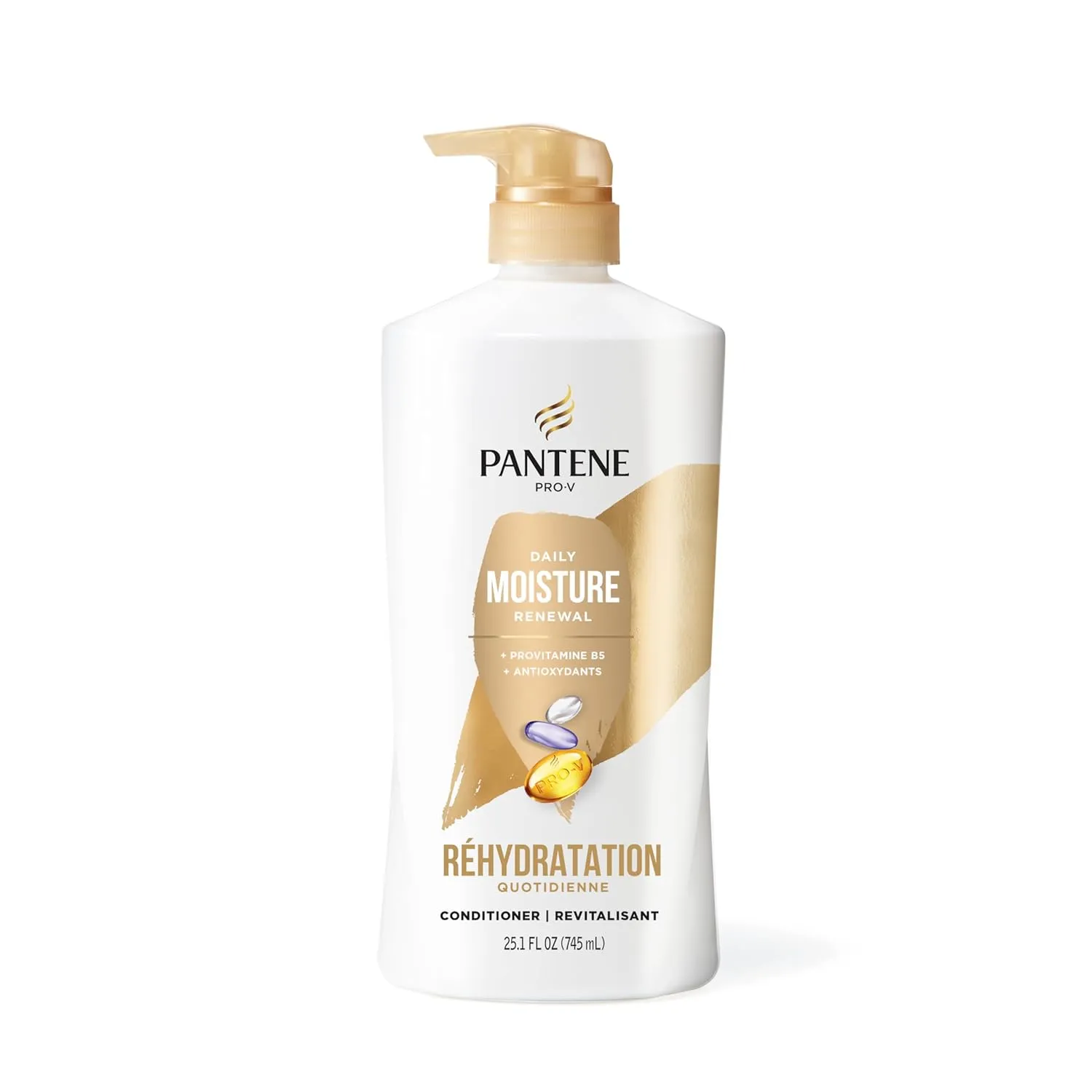 Pantene Shampoo & Conditioner Set, Daily Moisture Renewal - Pro-V Nutrients for Dry, Color-Treated, Straight to Curly Hair, 72-Hour Hydration & Softness, 52.8 Oz Total   Miracle Rescue Shot (0.5 Oz)
