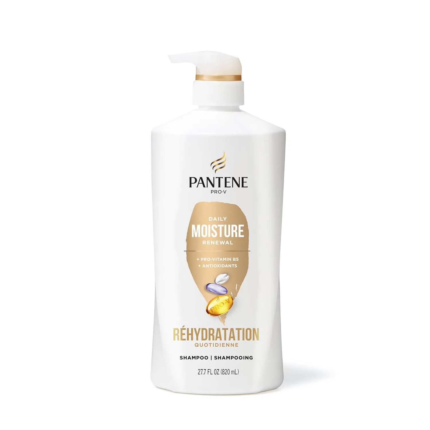 Pantene Shampoo & Conditioner Set, Daily Moisture Renewal - Pro-V Nutrients for Dry, Color-Treated, Straight to Curly Hair, 72-Hour Hydration & Softness, 52.8 Oz Total   Miracle Rescue Shot (0.5 Oz)