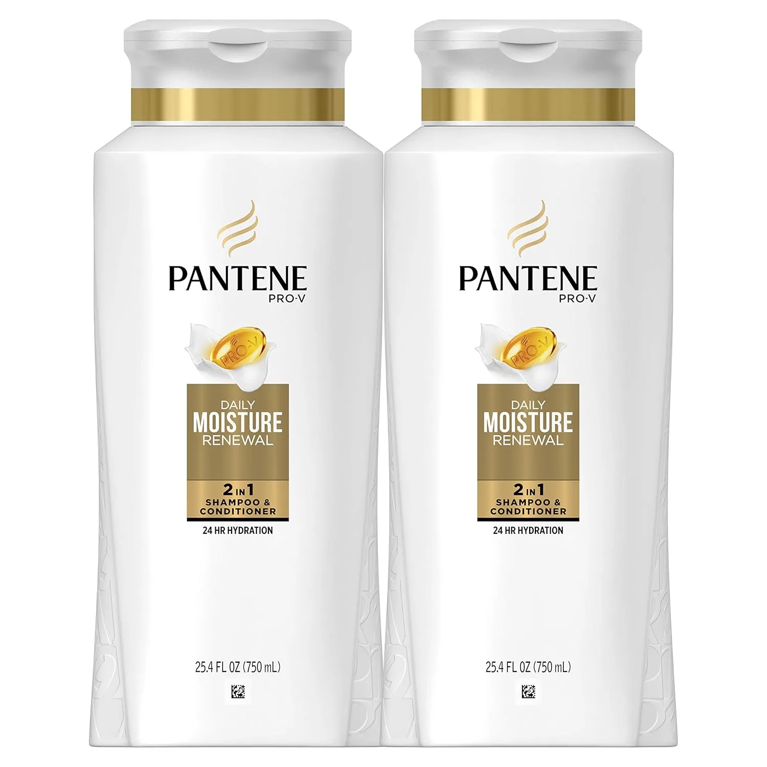 Pantene, Shampoo and Conditioner 2 in 1, Pro-V Daily Moisture Renewal for Dry Hair, 25.4 Fl Oz, Pack of 2
