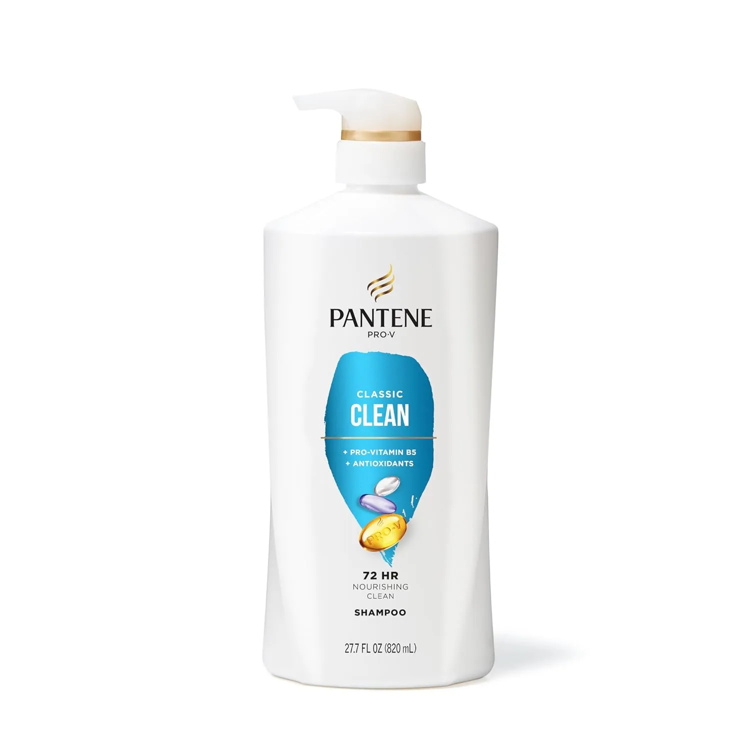 Pantene Shampoo, Classic Clean - Pro-V Nutrients for Dry, Color-Treated Hair, Healthy Looking Hair Every Wash, Antioxidant-Rich, 27.7 Oz Each, 2-Pack   Miracle Rescue Shot (0.5 Oz)