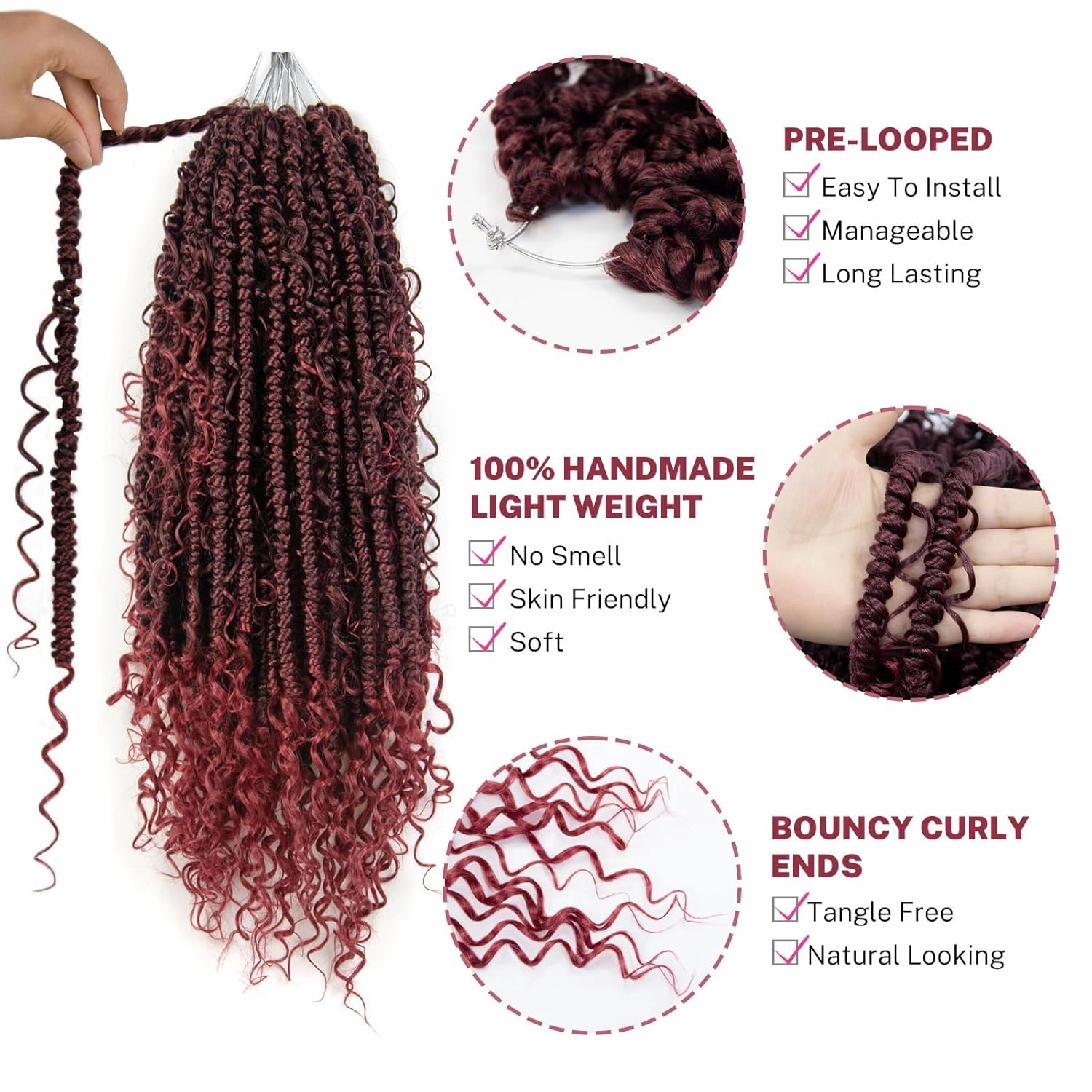 Passion Twist Crochet Hair 12 inch Pretwisted Passion Twist Hair with Curly ends, Pre-looped Braided Crochet Bohemia Short Passion Twist Braided Hair for Women 96pc