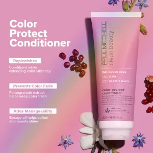 Paul Mitchell Clean Beauty Color Protect Conditioner, Replenishes, Extends Color Vibrancy, For Color-Treated Hair, 8.5 oz. (Pack of 2)