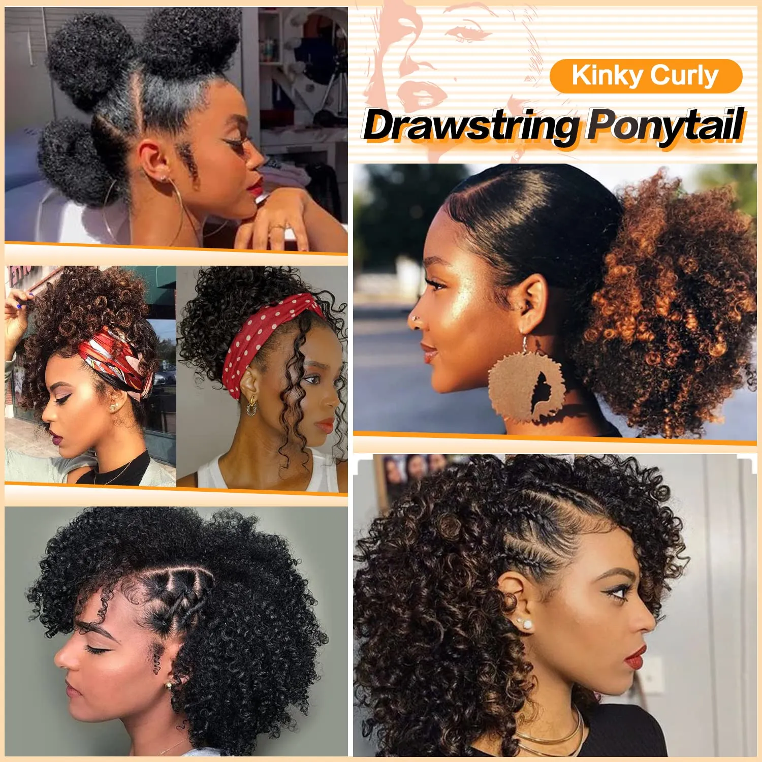 PEACOCO Drawstring Ponytail Afro Kinky Curly Ponytail for Black Women, 10 Inch Synthetic Hairpieces Clip in Jerry Curls Afro Puff Ponytail Extensions (1BT30)