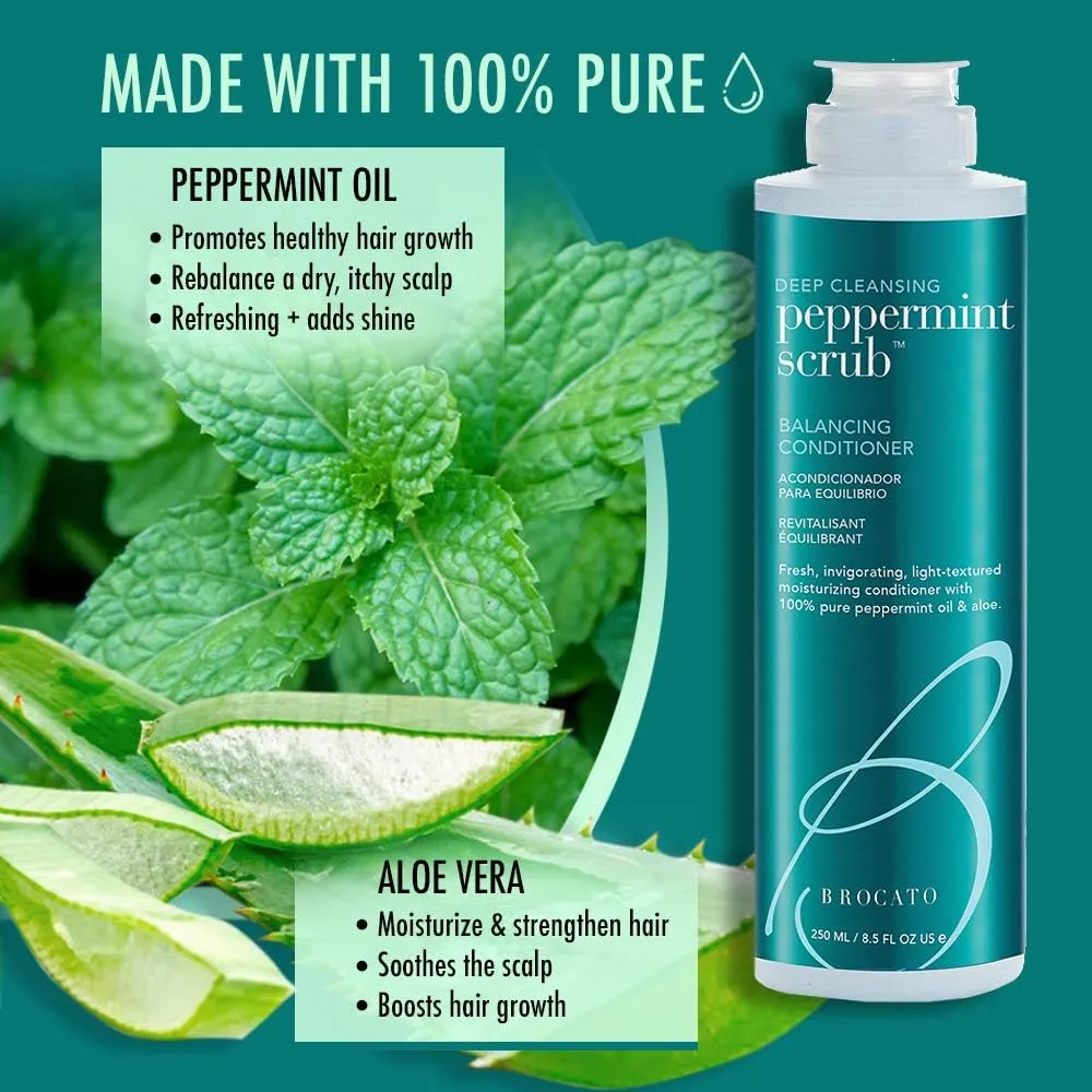 Peppermint Scrub Balancing Conditioner, 32 oz | Deep Cleansing, Lightweight Moisturizing Conditioner with Pure Peppermint Oil Improved Detangling and Styling | No Sulfate or Parabens