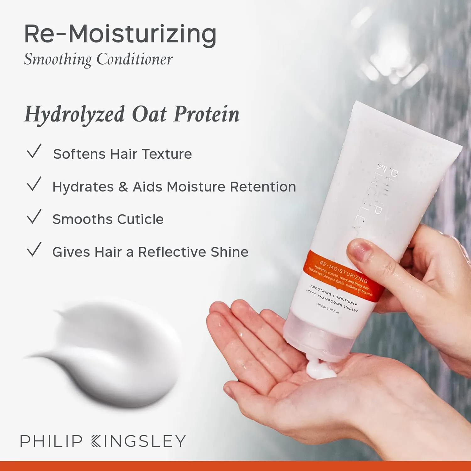 PHILIP KINGSLEY Re-Moisturizing Conditioner Smoothing for Curly, Frizzy, Wavy, Dry, Coarse Hair Hydrating Conditioner Taming, Hydrates, Tames, and Smooths, 6.76 oz