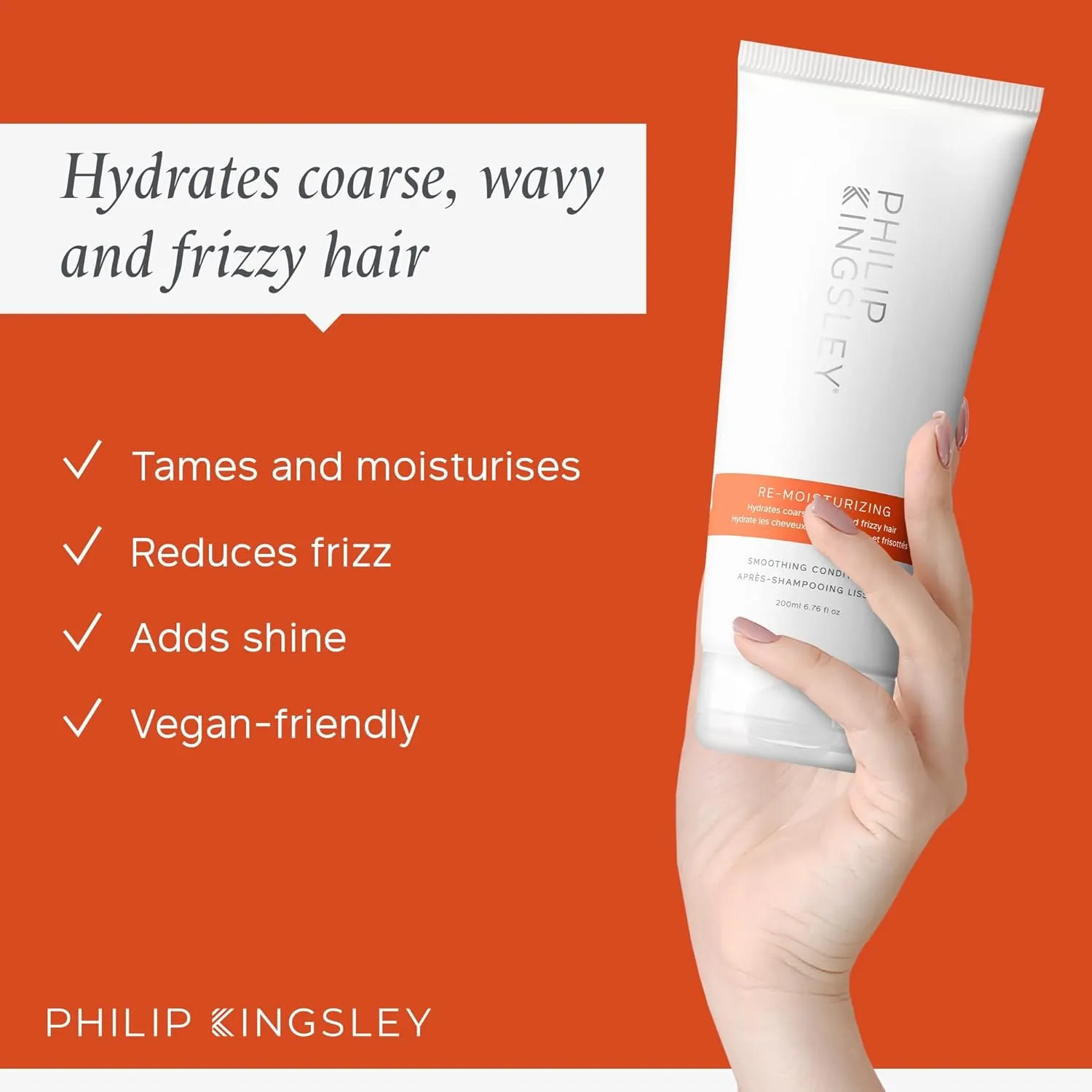 PHILIP KINGSLEY Re-Moisturizing Conditioner Smoothing for Curly, Frizzy, Wavy, Dry, Coarse Hair Hydrating Conditioner Taming, Hydrates, Tames, and Smooths, 6.76 oz