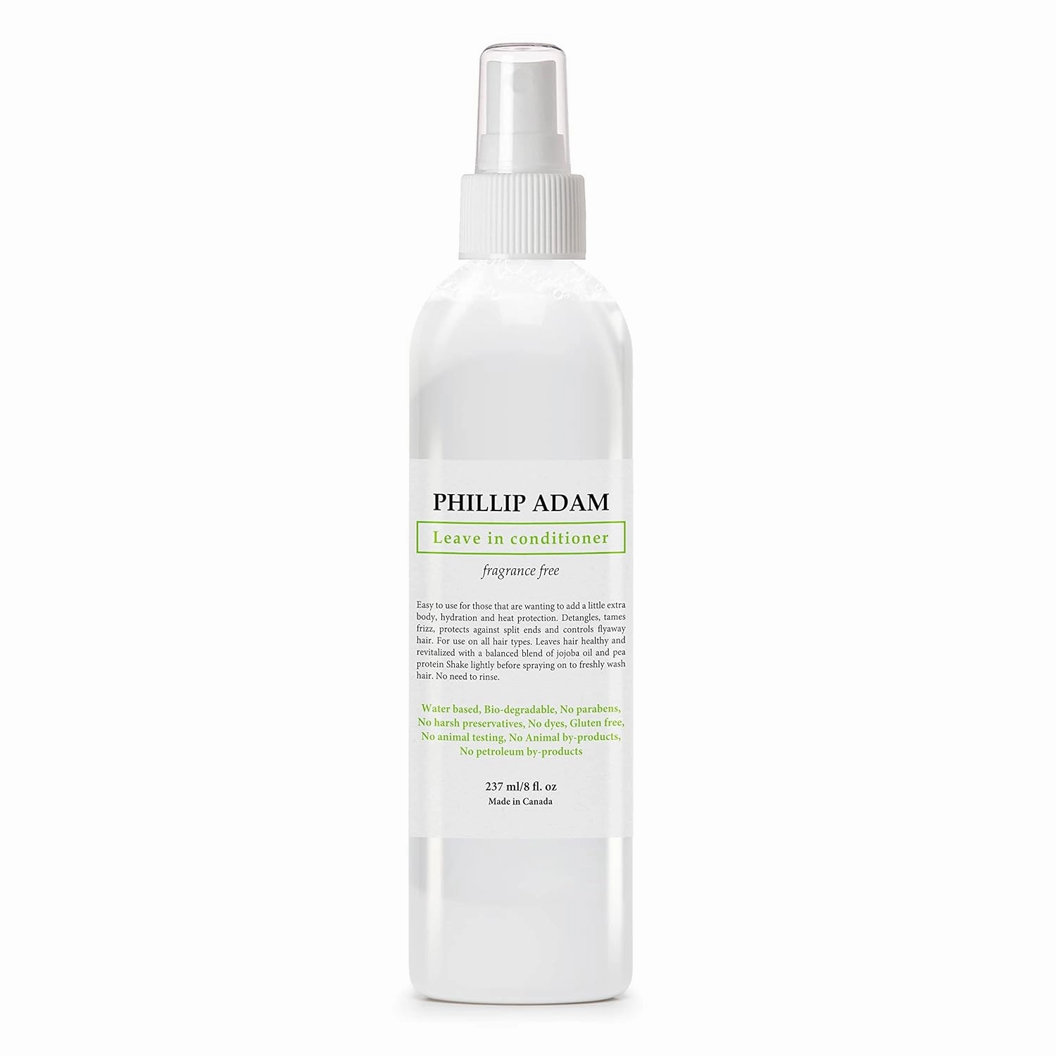 Phillip Adam Fragrance Free Leave In Conditioner Spray and Detangler - Paraben Free & Silicone Free - Designed for All Types of Hair - 8 fl. oz