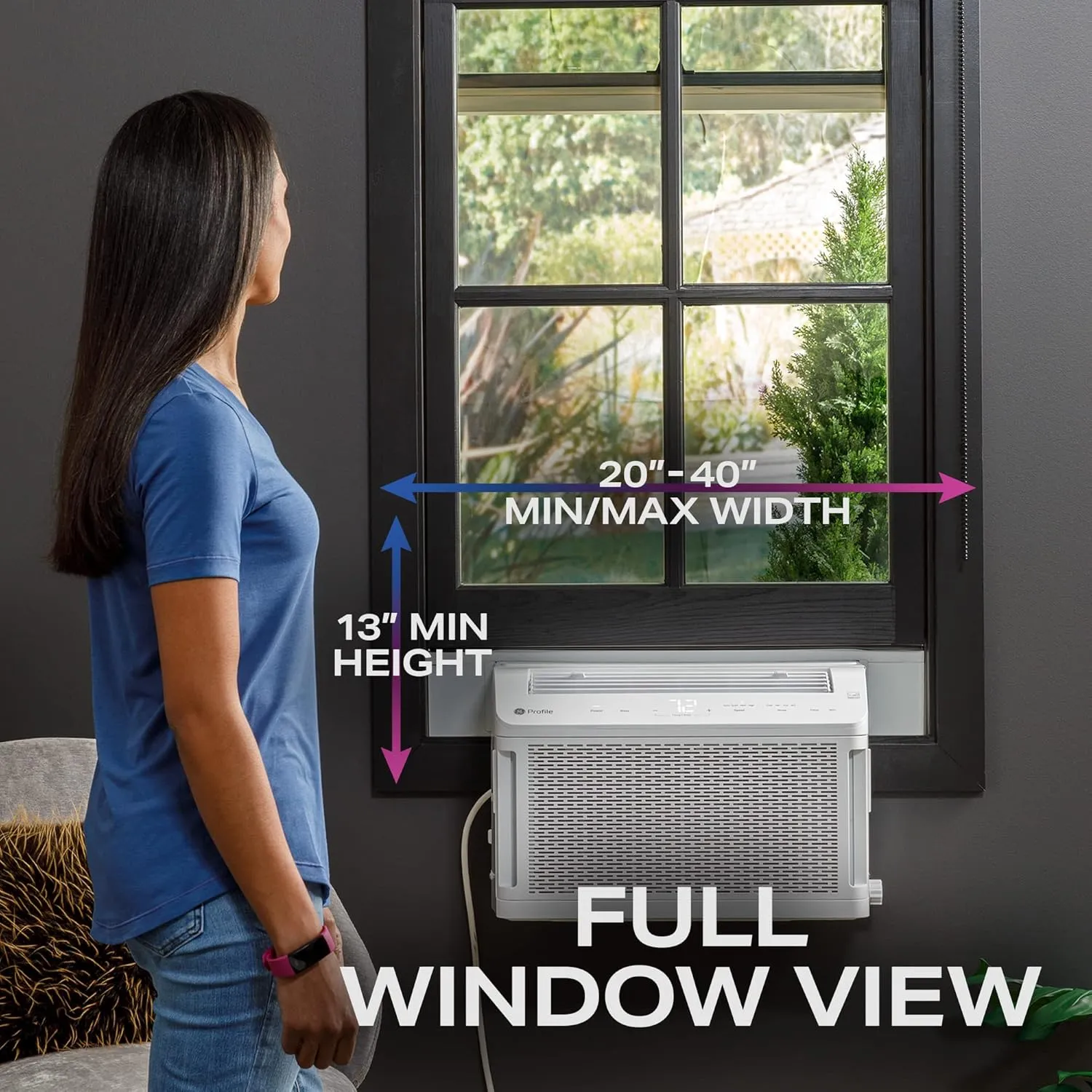 PHNT12CC Clearview Air Conditioner 12,000, Inverter Technology, Ultra Quiet, Medium Rooms up to 550 Sq. FT, Full Window View with Easy Installation, Energy-Efficient Cooling, 12200 BTU, White