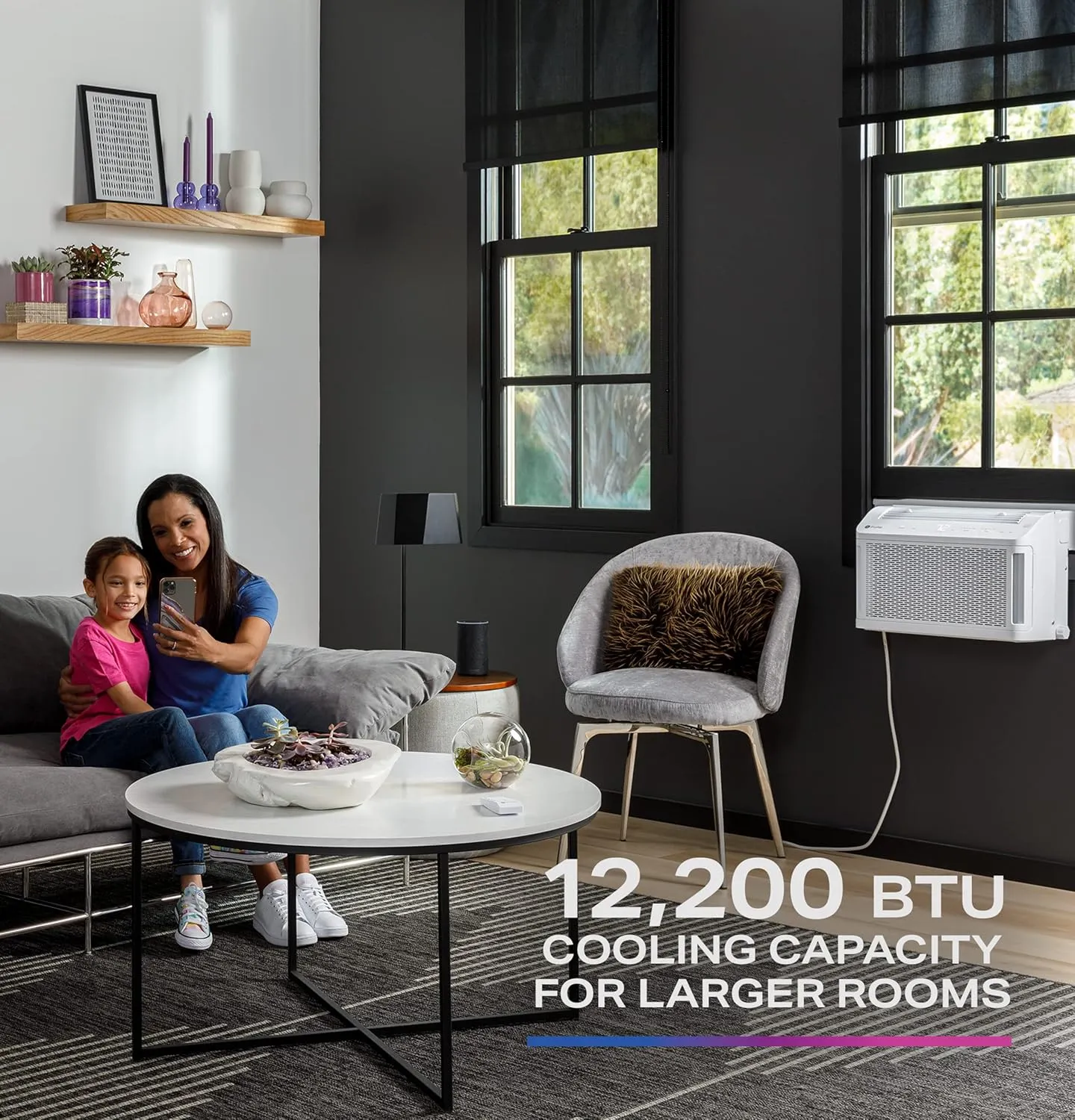 PHNT12CC Clearview Air Conditioner 12,000, Inverter Technology, Ultra Quiet, Medium Rooms up to 550 Sq. FT, Full Window View with Easy Installation, Energy-Efficient Cooling, 12200 BTU, White