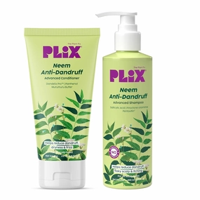 PLI'X - THE PLANT FIX Neem Anti-Dandruff Advanced Kit | Shampoo (200ml), Conditioner (175ml) | Reduces Dandruff & Scalp Itching | Piractone Olamine & 3% Dandelix Pro™