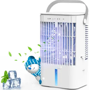 Portable Air Conditioner, 1200mL Evaporative Air Cooler, Personal Mini Air Conditioner with 3 Speeds & 2/4H Timer, 120° Oscillating Portable Ac Unit Fan Small Air Conditioner for Home Office Room
