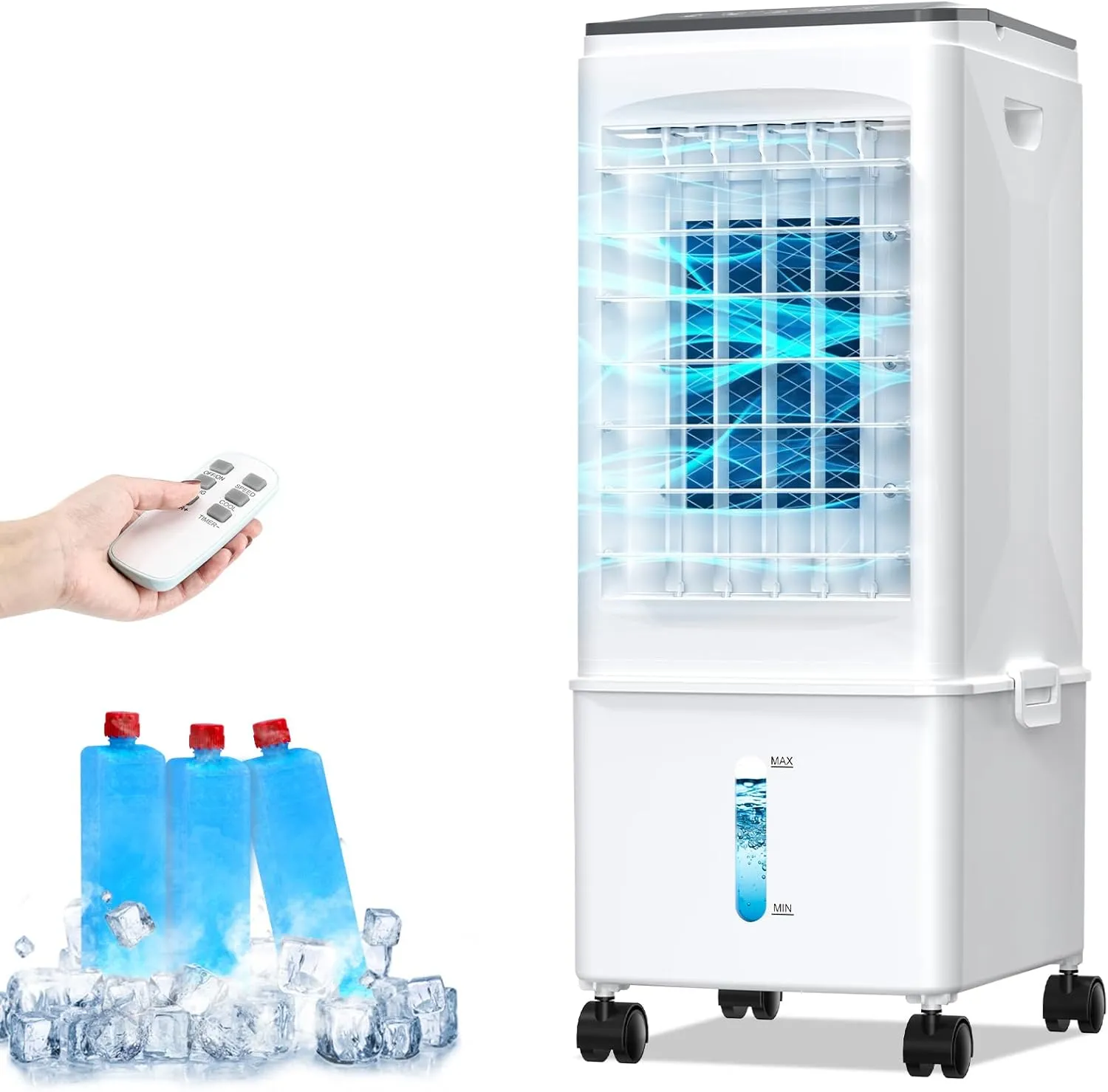 Portable Air Conditioners, 3-IN-1 Portable AC Unit w/2.6 Gal Tank for 24H Cooling, 4 Modes & 3 Speeds, Windowless Air Conditioner w/7.5H Timer, Smart Remote, Swamp Cooler Air Conditioner for Bedroom
