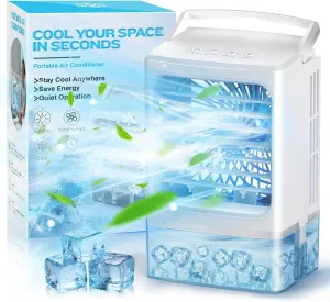 Portable Air Conditioners - Evaporative Air Cooler - Mini Personal Air Conditioner - 4-in-1 Small Ice Fan Air Cooler for Bedroom Camping Office