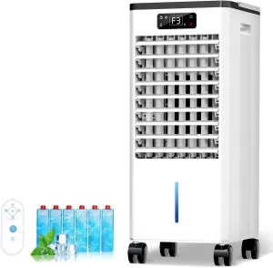 Portable Air Conditioners No Windows Needed, 3-IN-1 Swamp Cooler, Evaporative Air Cooler, 4 Modes & 3 Speeds, 2-Gal Water Tank for Long Cooling, 16 FT/S Remote Control, 12 Hours Timer