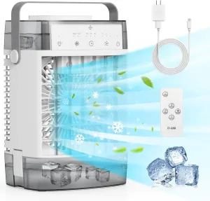 Portable Air Conditioners,3-Speed Small AC Fan, Evaporative Air Cooler with Remote,Timer function,7-Color Night light, 2 Mist modes,Personal Air Conditioner for Bedroom,Office,Room(Gray)