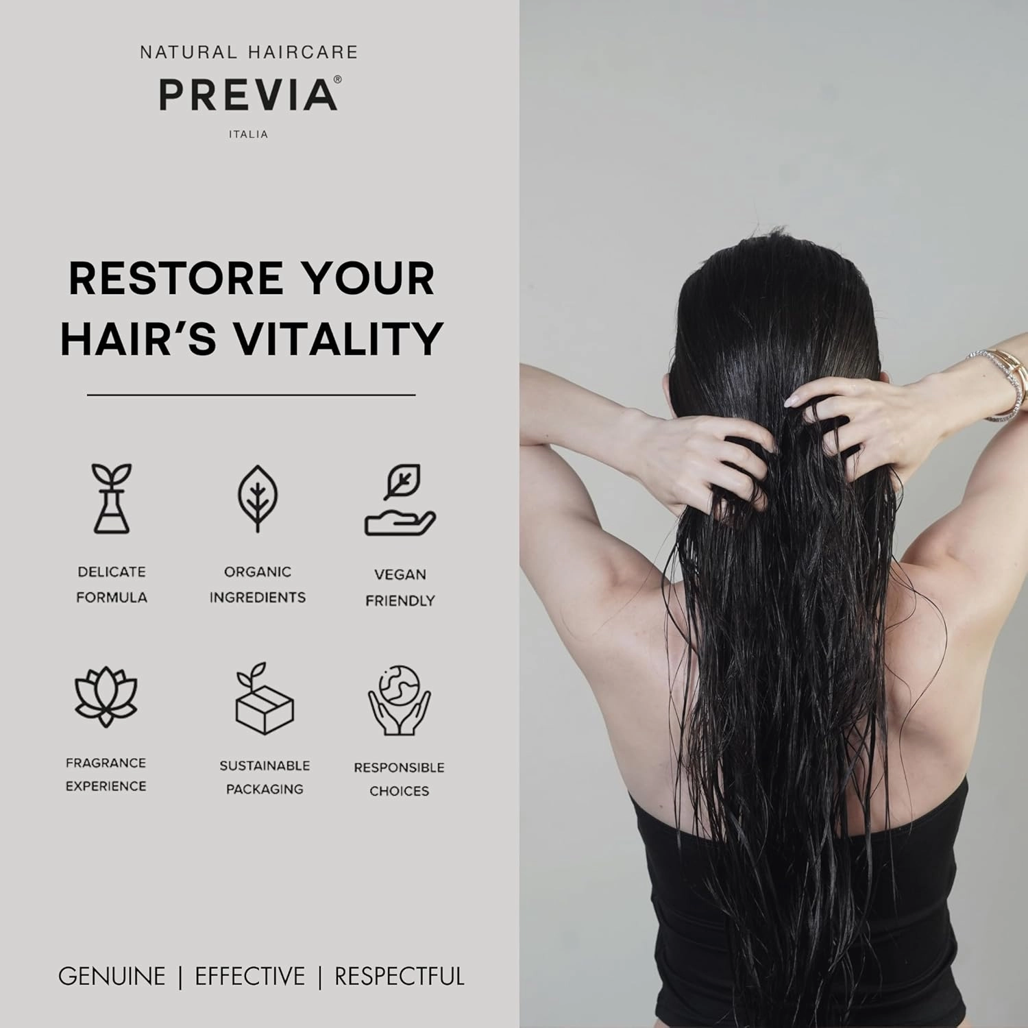 PREVIA Hydrating Leave-in Conditioner Spray with White Truffle Extract - Reconstructive Biphasic Detangling Treatment for Damaged, Dry, and Brittle Hair - Tames Frizz & Controls Static 6.7Floz