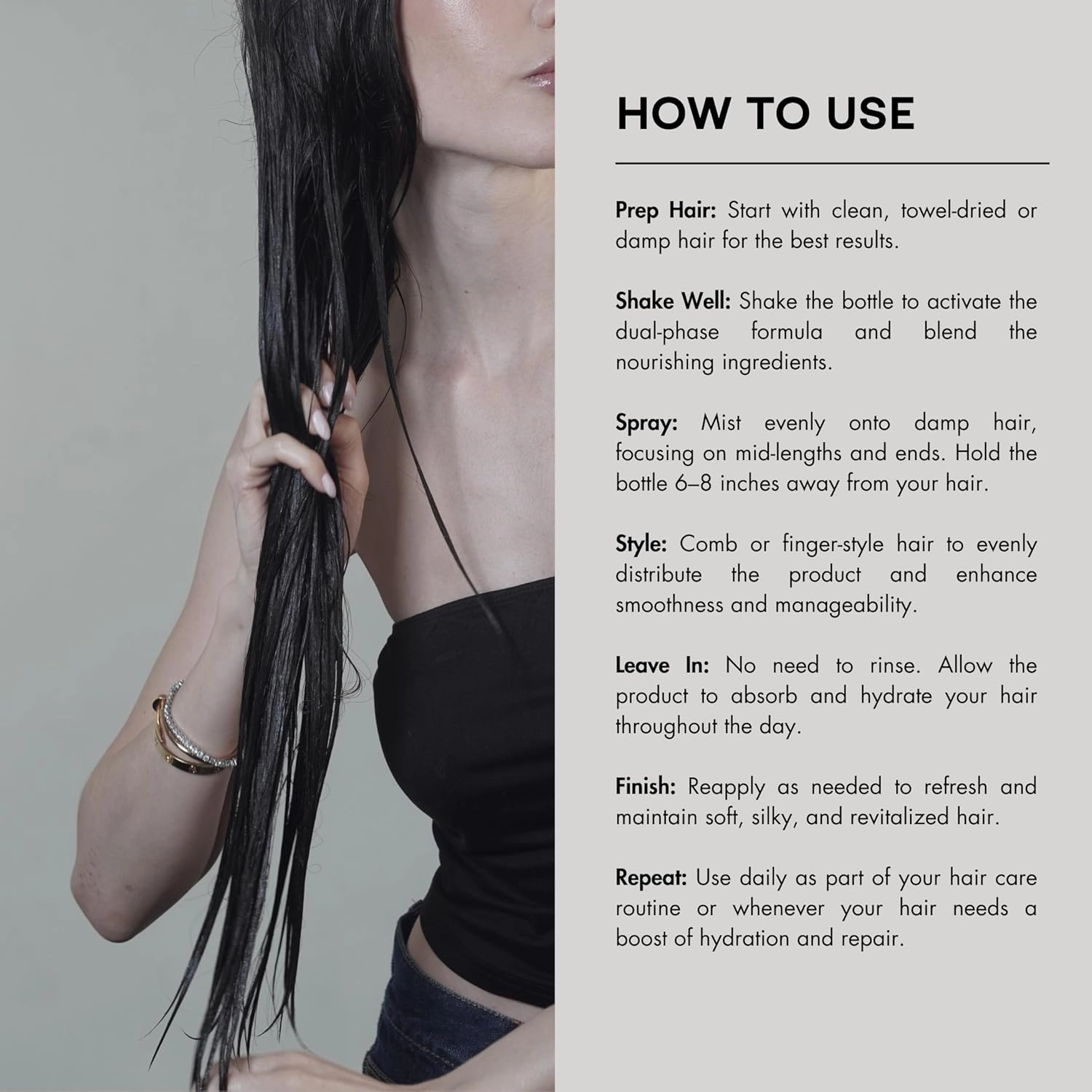 PREVIA Hydrating Leave-in Conditioner Spray with White Truffle Extract - Reconstructive Biphasic Detangling Treatment for Damaged, Dry, and Brittle Hair - Tames Frizz & Controls Static 6.7Floz