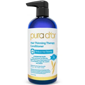 PURA D'OR 16 Oz Hair Thinning Therapy Biotin Conditioner, CLINICALLY TESTED Effective Results, Low Lather Deep Moisturizing Herbal Blend Hair Thickening Products For Women & Men, Color Safe