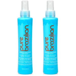 Pure Brazilian Leave-In Conditioner, Nourishing Hair Treatment with Keratin for Strengthening, Pack of 2, 6.78 Ounce (200 Milliliter)