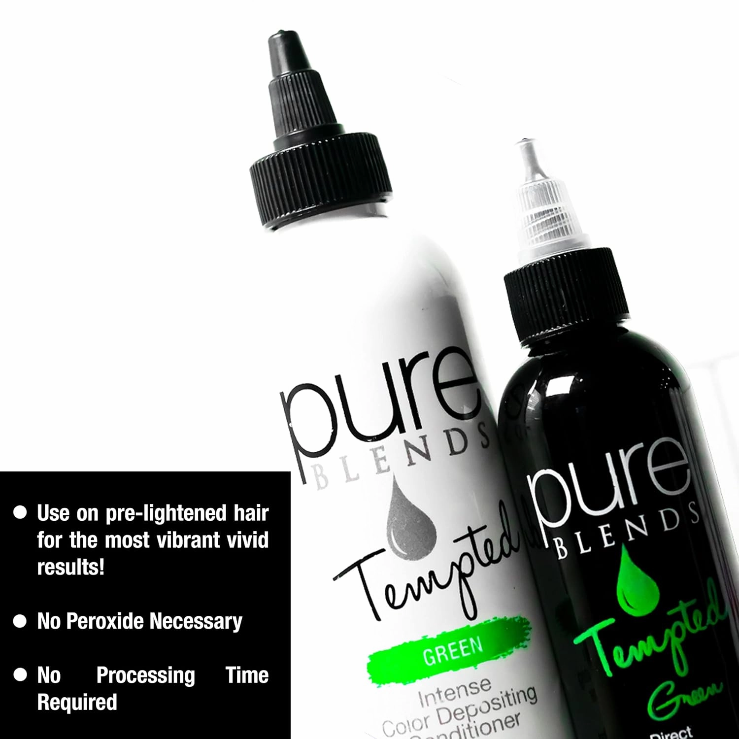 Pure Blends™ Tempted Green Hair Color – Semi-Permanent Vivid Green Direct Dye for Bleached or Blonde Hair – Vegan, Ammonia-Free, Plant-Based Pigment – 4 oz Bottle