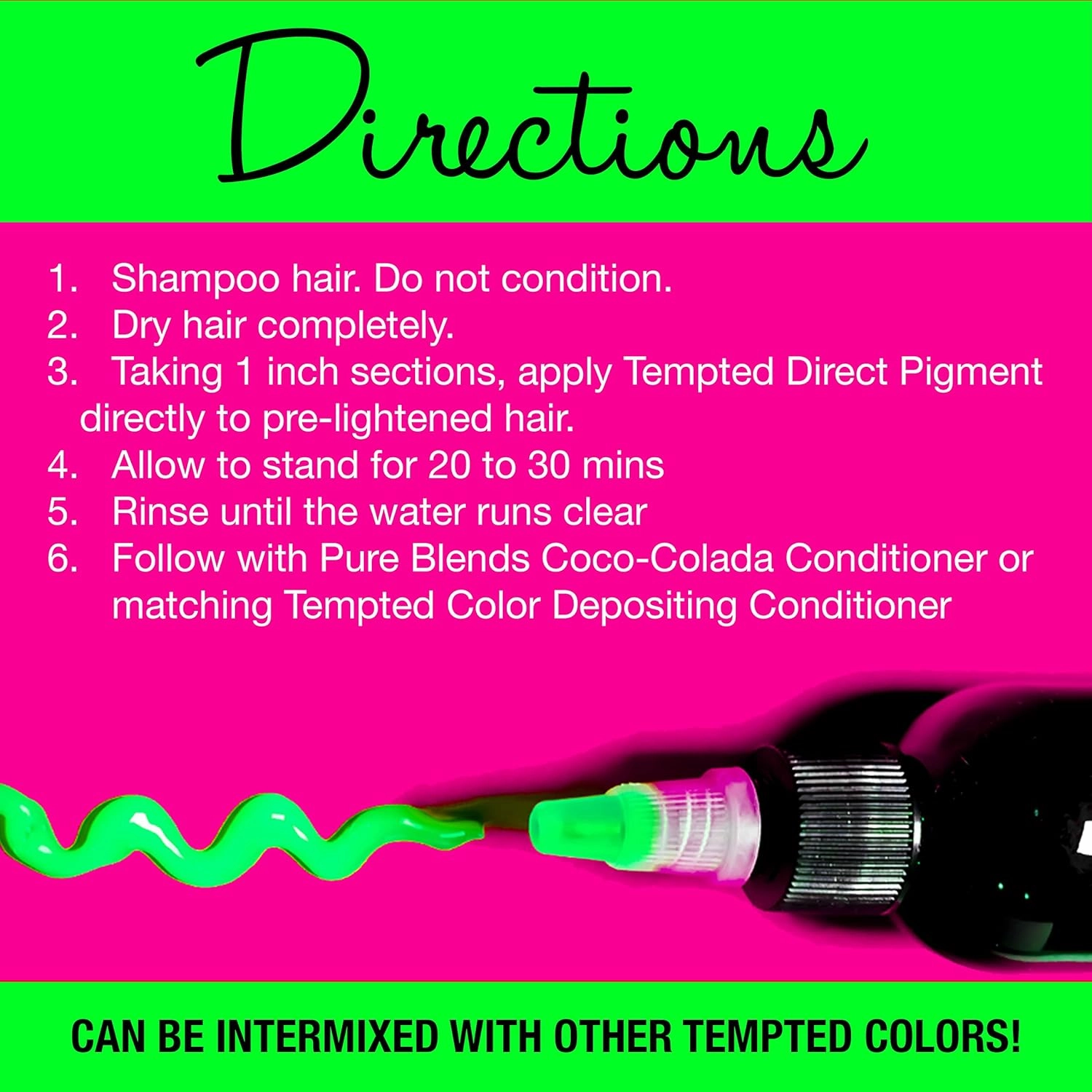 Pure Blends™ Tempted Green Hair Color – Semi-Permanent Vivid Green Direct Dye for Bleached or Blonde Hair – Vegan, Ammonia-Free, Plant-Based Pigment – 4 oz Bottle