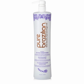 Pure Brazilian Always Blonde Conditioner with Keratin, Acai & Argan Oil, Purple Conditioner for Color-Treated Hair, Sulfate-Free, 33.8 Fl Oz