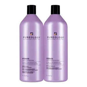 Pureology Hydrate Moisturizing Shampoo & Conditioner Set - For Medium to Thick Dry and Color Treated Hair, Softens and Deeply Hydrates, Sulfate-Free