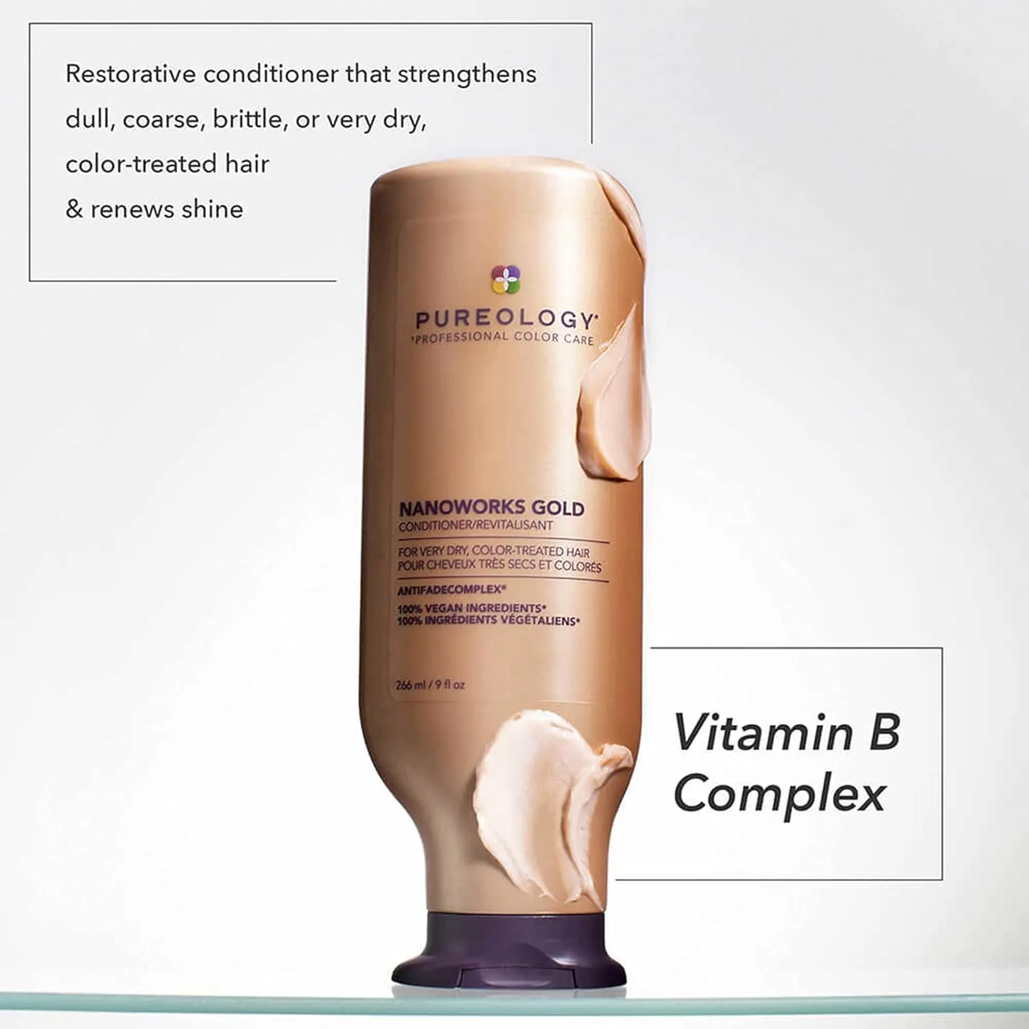 Pureology Nanoworks Gold Conditioner - For Very Dry and Color-Treated Hair, Restores & Strengthens Hair, Sulfate-Free & Vegan