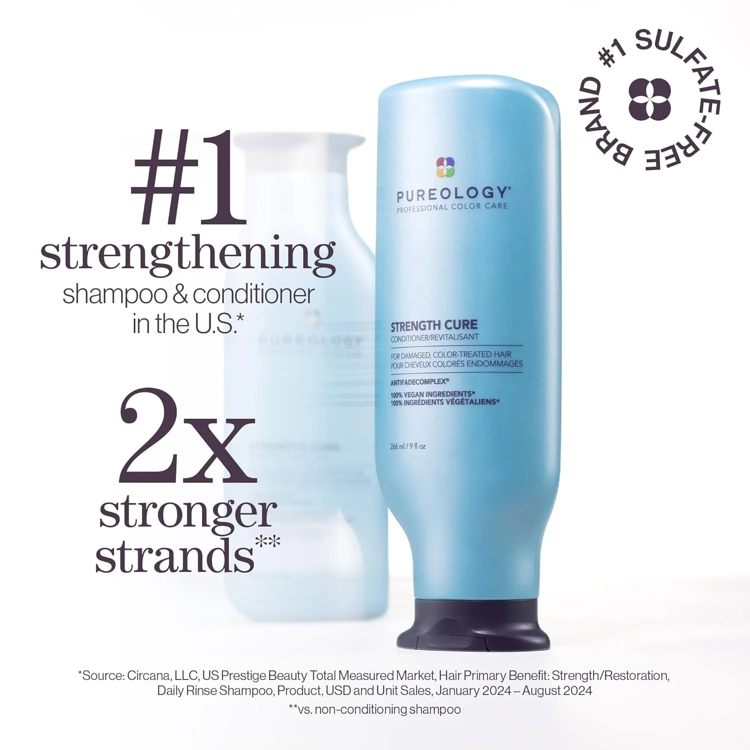 Pureology Strength Cure Conditioner - For Damaged and Color-Treated Hair, Softens & Strengthens Hair, Sulfate Free & Vegan