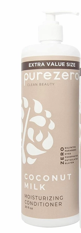 Purezero Value Pack Coconut Conditioner Intense Hydration & Increase Shine, Fight Dandruff & Frizz, Zero Sulfates, Parabens, Dyes, Great For Color Treated Hair (20oz, Conditioner), Beige