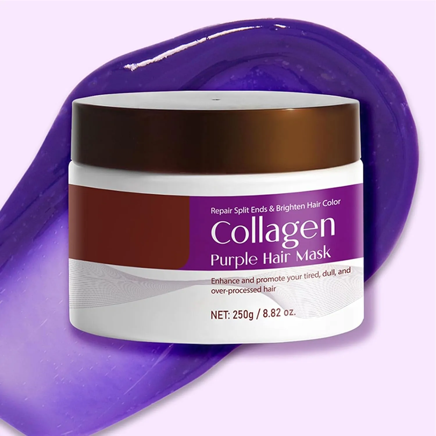 Purple Hair Mask for Blonde & Gray Hair, Toning Treatment Neutralizes Brass & Yellow, Hydrating Care for Highlighted & Bleached Locks (2PC)