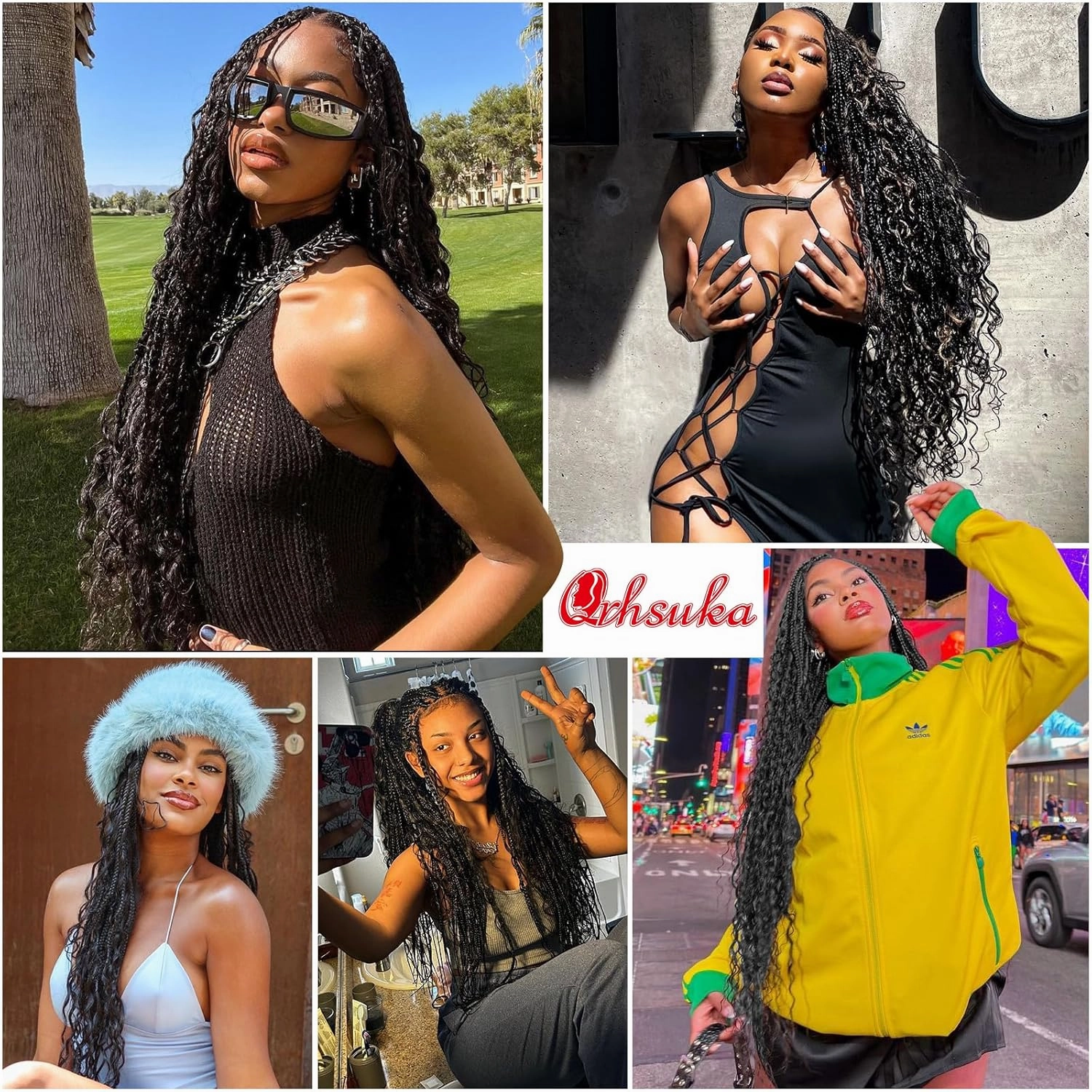 QRHSUKA Curly Braiding Hair 30Inch Ocean Wave Crochet Hair 7Packs Curly Crochet Hair Wet and Wavy Braiding Hair Synthetic Crochet Hair for Women (30 Inch (Pack of 7), 1B/30/613)
