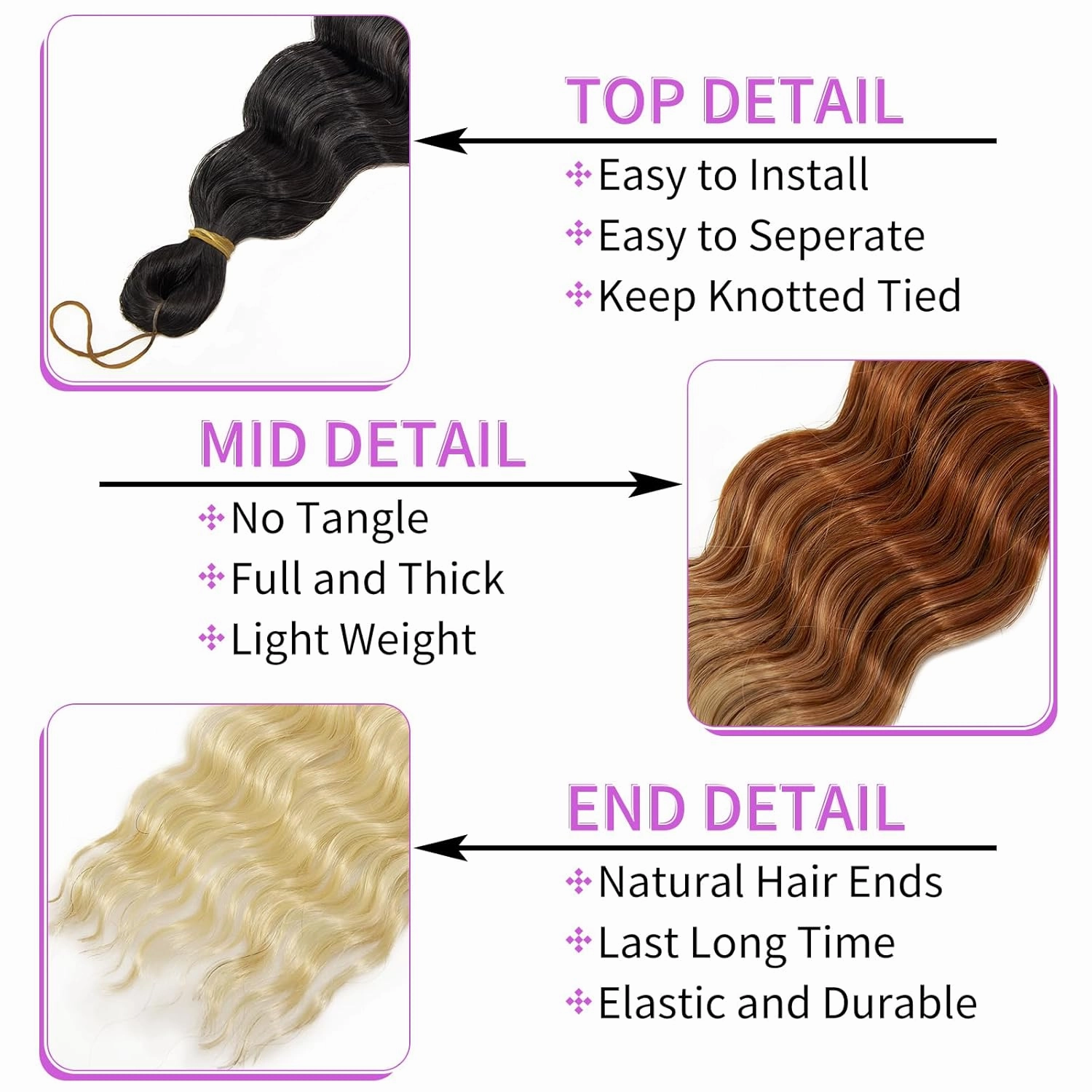 QRHSUKA Curly Braiding Hair 30Inch Ocean Wave Crochet Hair 7Packs Curly Crochet Hair Wet and Wavy Braiding Hair Synthetic Crochet Hair for Women (30 Inch (Pack of 7), 1B/30/613)