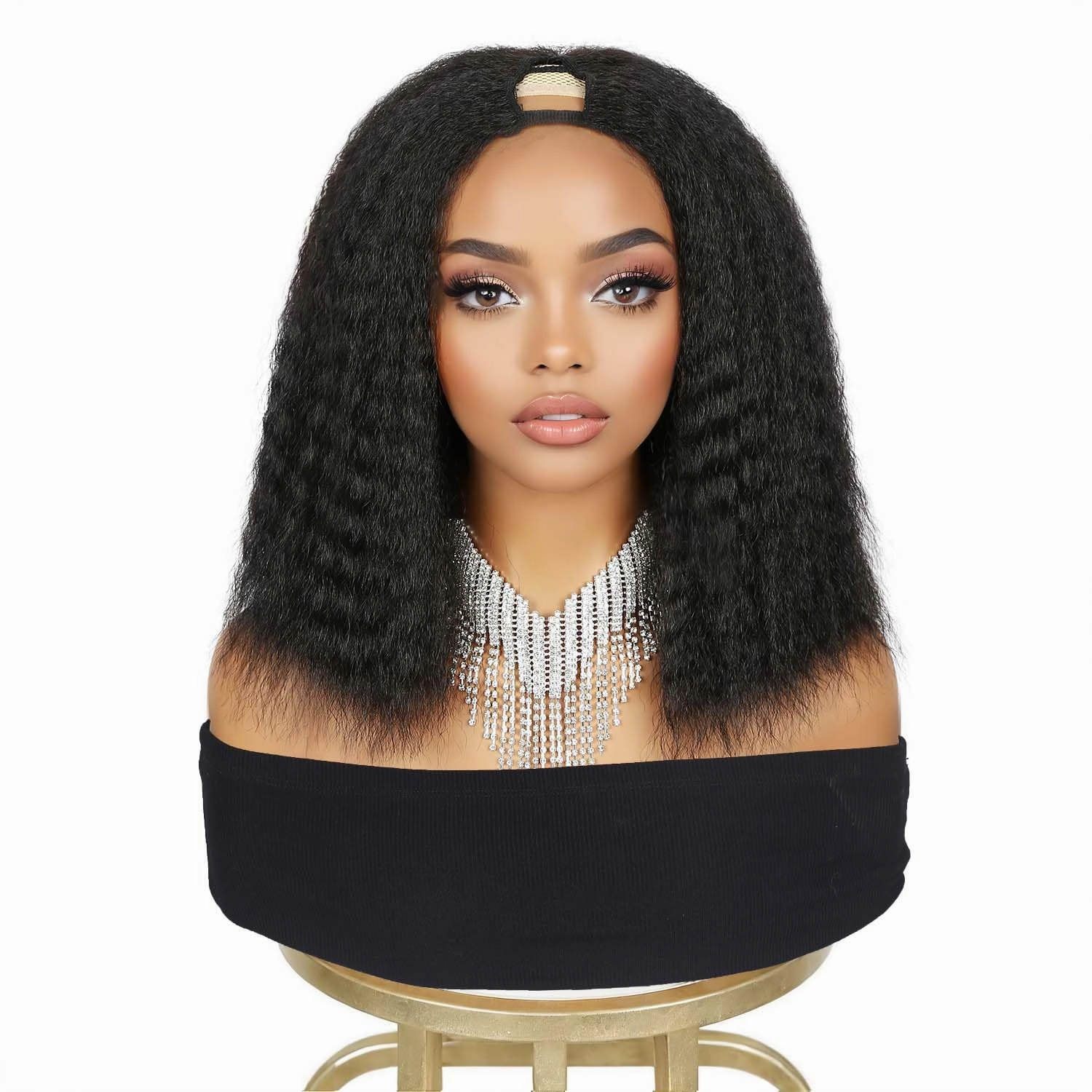 Quantum Love V part Yaki Curly Wigs Short Curl Kinky Straight for Black Women Afro Curly Wear And Go Synthetic Glueless Natural Black Wig