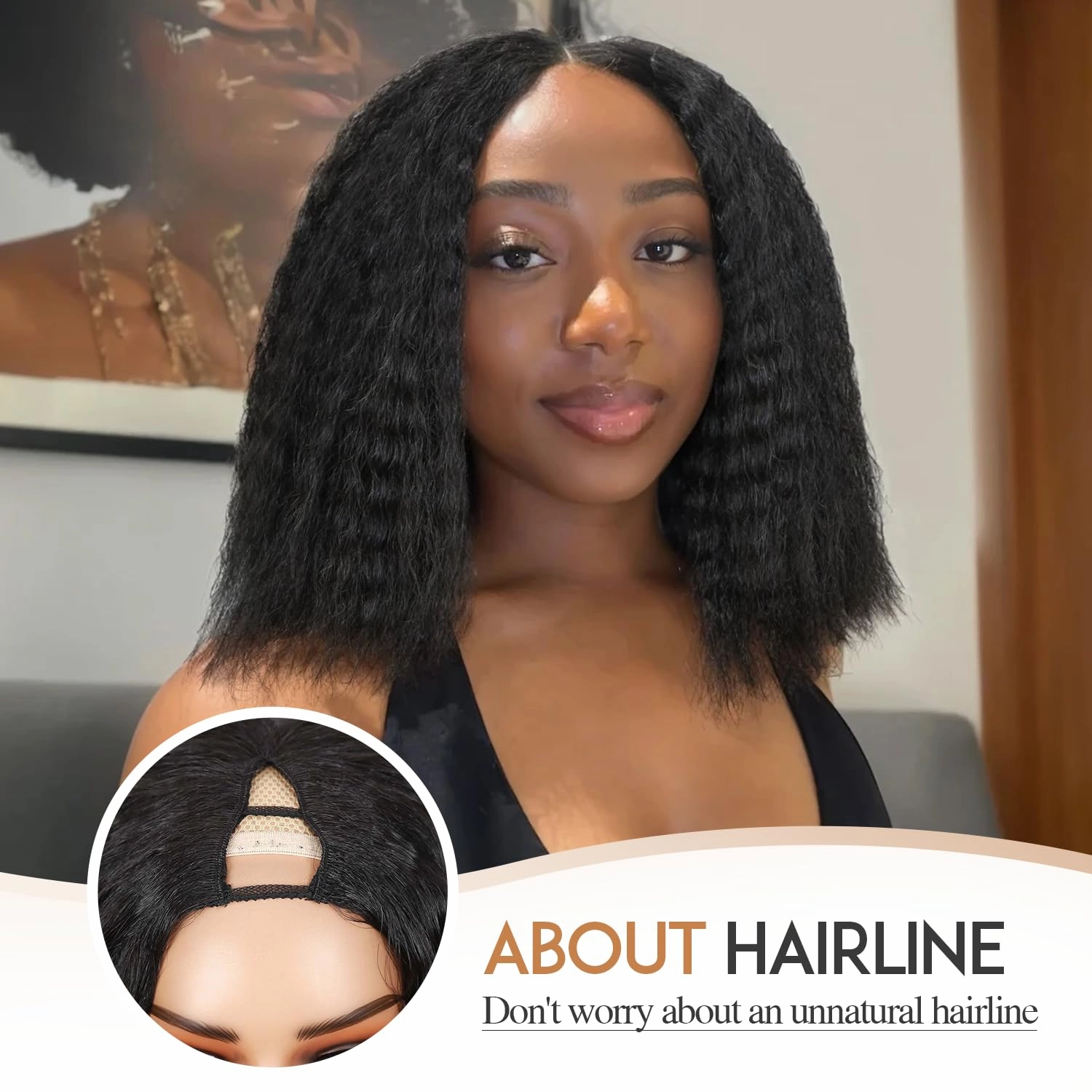 Quantum Love V part Yaki Curly Wigs Short Curl Kinky Straight for Black Women Afro Curly Wear And Go Synthetic Glueless Natural Black Wig