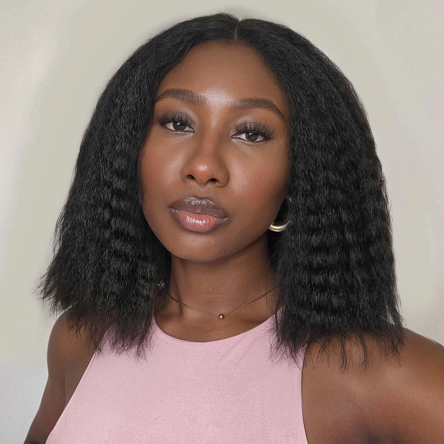 Quantum Love V part Yaki Curly Wigs Short Curl Kinky Straight for Black Women Afro Curly Wear And Go Synthetic Glueless Natural Black Wig