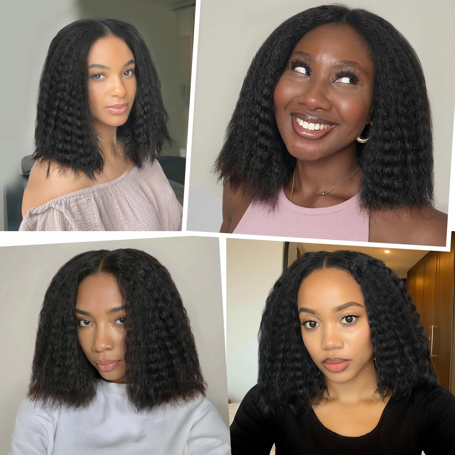 Quantum Love V part Yaki Curly Wigs Short Curl Kinky Straight for Black Women Afro Curly Wear And Go Synthetic Glueless Natural Black Wig