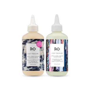 R Co Lost Treasure Apple Cider Vinegar Hair Rinse   Conditioner Set | Shine-Boosting Hair Treatment for Clean & Healthy Hair | Remove Product Build-Up | Restore Scalp pH | 6.0oz (Set of 2)
