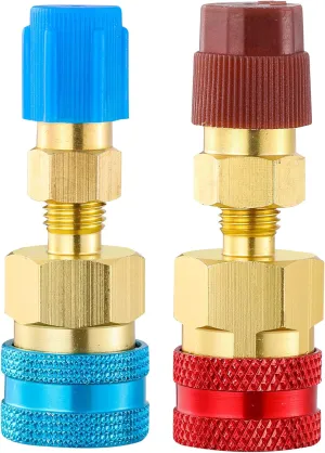 R1234yf Quick Couplers Kit, R1234YF to R134A Quick Coupler Adapter, High/Low Side Quick Coupler R1234YF AC Charging Hose Adapter Fitting Connector for Car Conditioner AC Charging