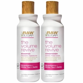 R S Raw Sugar Volume Revive Shampoo & Conditioner SET. Antioxidants   Hyaluronic Acid. Strawberry   White Tea   Nettle. 18 Fl Oz Bottles Each., 18 Fl Oz (Pack of 2)