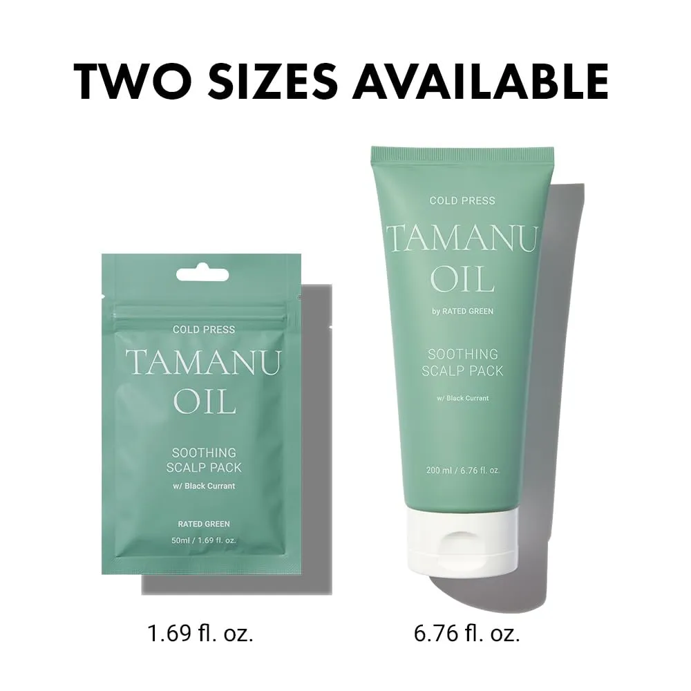 RATED GREEN Cold Press Tamanu Oil Soothing Scalp Pack w/Black Currant | Korean Hair Care Hair Conditioning Mask | Deep Conditioning Hair Mask for Dry Damaged Hair (Pack of 1, 6.76 Fl. Oz)