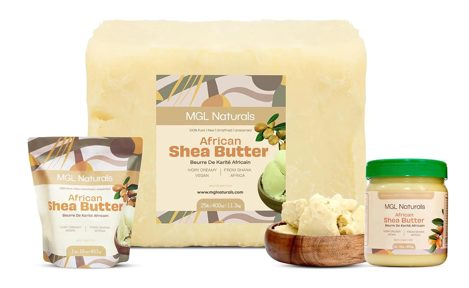 Raw African Shea Butter Ivory 5 lb bulk, 100% Pure, Raw and Unrefined. Nourish and moisturize. Use alone or DIY recipes. From Ghana, Africa. (5 lb)