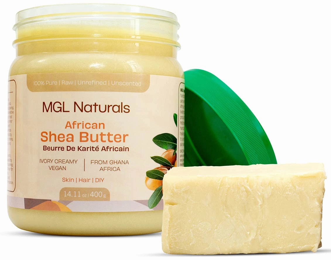 Raw African Shea Butter Ivory, 100% Pure, and Unrefined. Nourish and moisturize hair and skin. Use alone or DIY recipes. From Ghana, West Africa. 16oz in jar