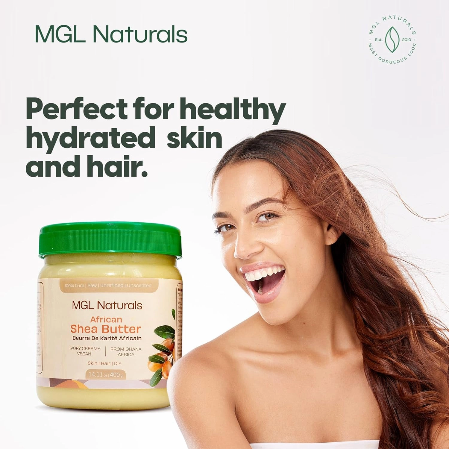 Raw African Shea Butter Ivory, 100% Pure, and Unrefined. Nourish and moisturize hair and skin. Use alone or DIY recipes. From Ghana, West Africa. 16oz in jar