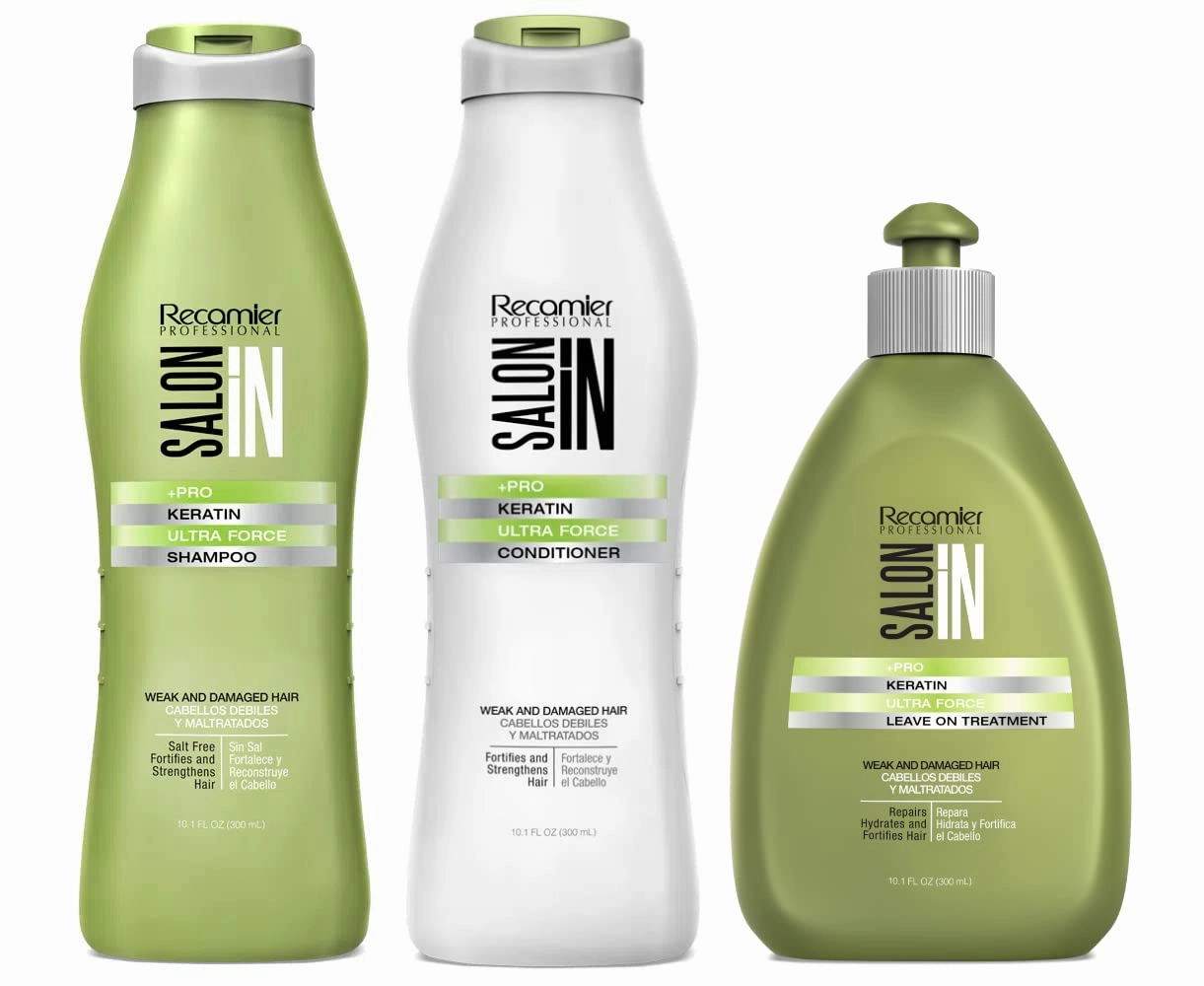 Recamier Professional Salon In  Pro Keratin Ultra Force Hair Shampoo, Conditioner and Treatment Bundle 3 Piece kit 40397 Small